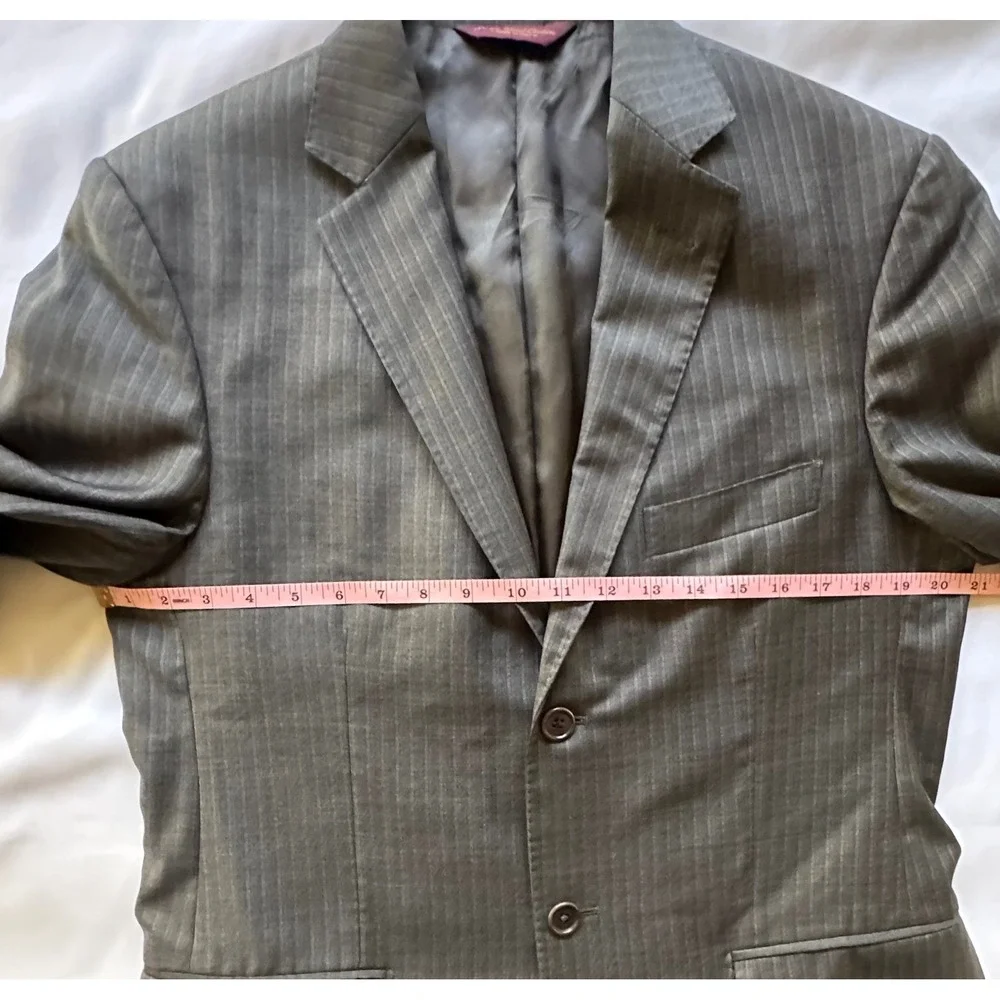Pronto Uomo Couture Blazer Grey Pinstripe Lessona Super 100s Wool Italy 38 Short